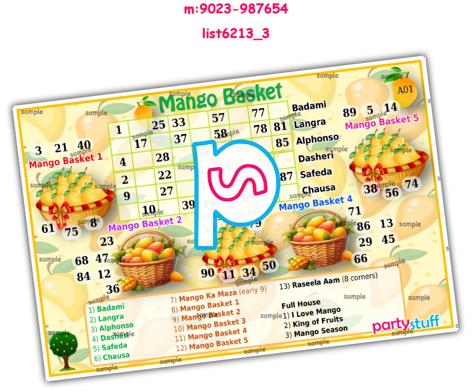 Tambola Housie | Printed list6213_3 Printed Tambola Housie