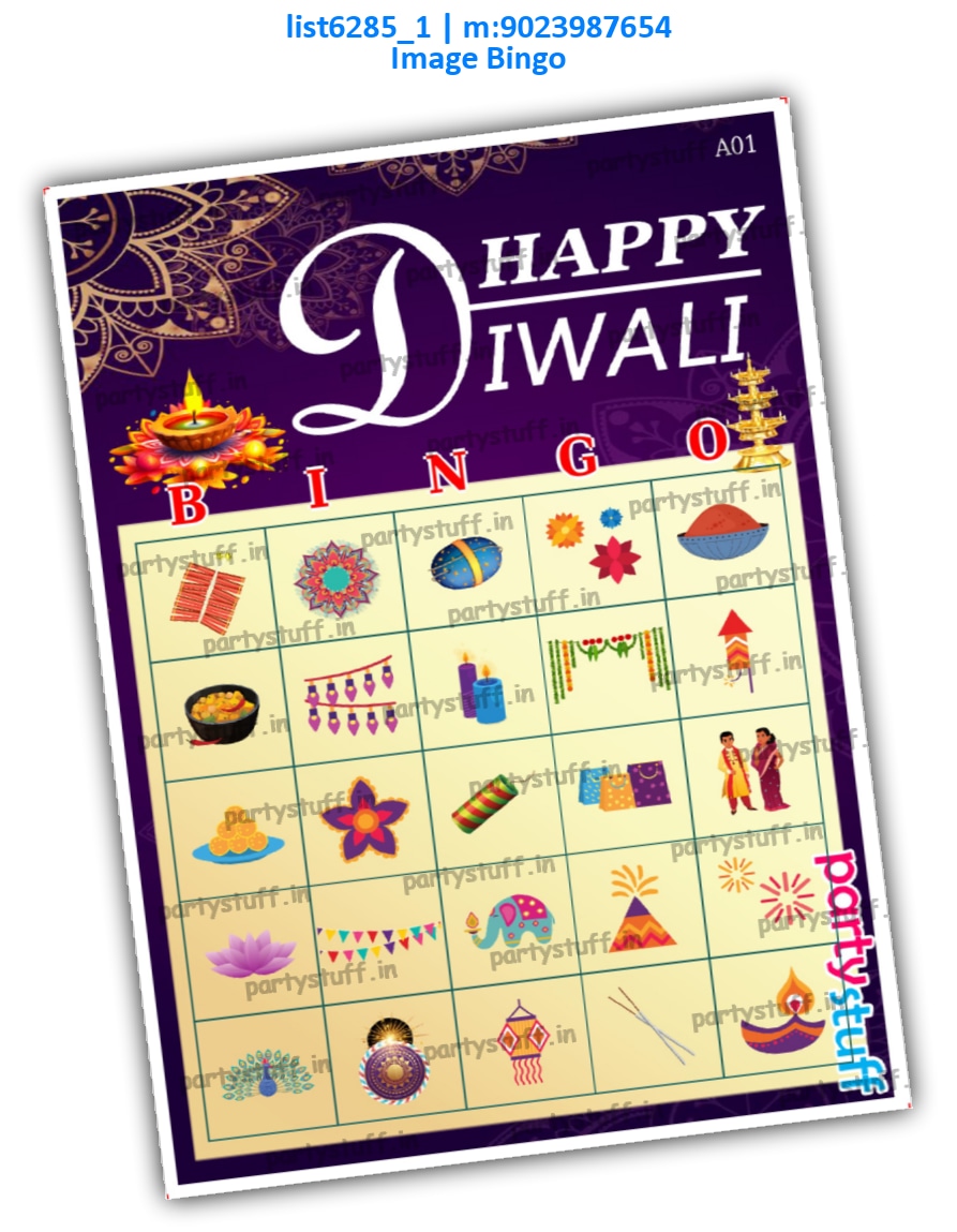 Diwali Image Bingo list6285_1 Printed Tambola Housie