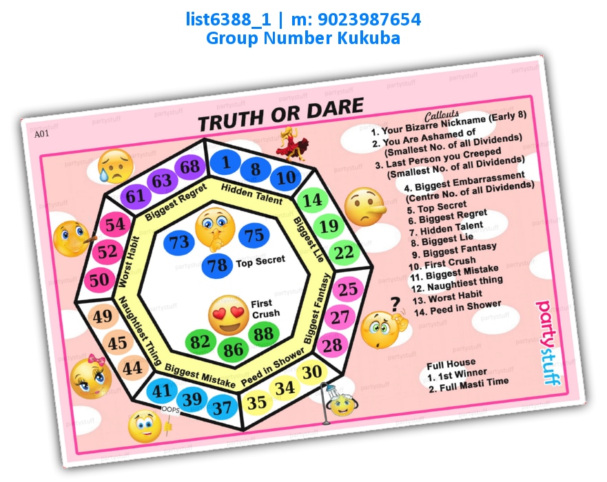 Truth or Dare | Printed list6388_1 Printed Tambola Housie