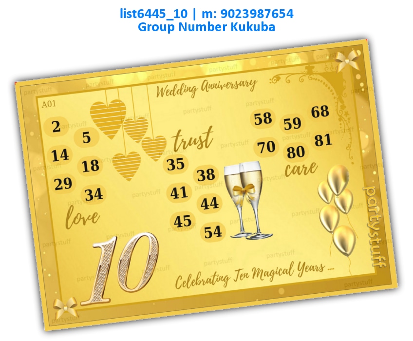 Celebrating Ten Magical Years list6445_10 Printed Tambola Housie