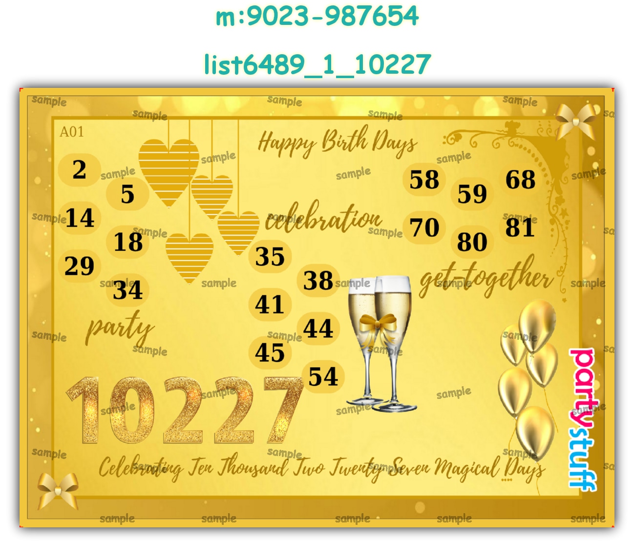 Days Based Birthday | Printed list6489_1_10227 Printed Tambola Housie