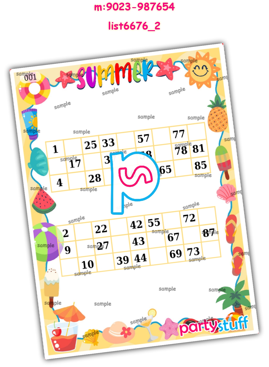 Tambola Housie | Printed list6676_2 Printed Tambola Housie