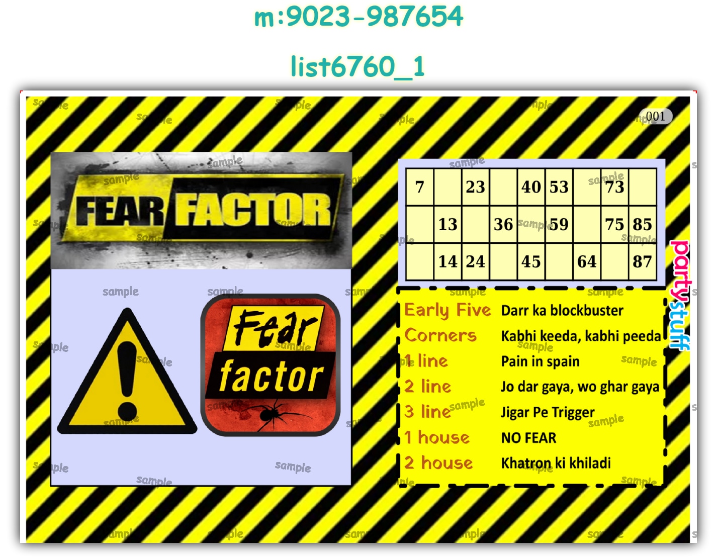 Tambola Housie | Printed list6760_1 Printed Tambola Housie