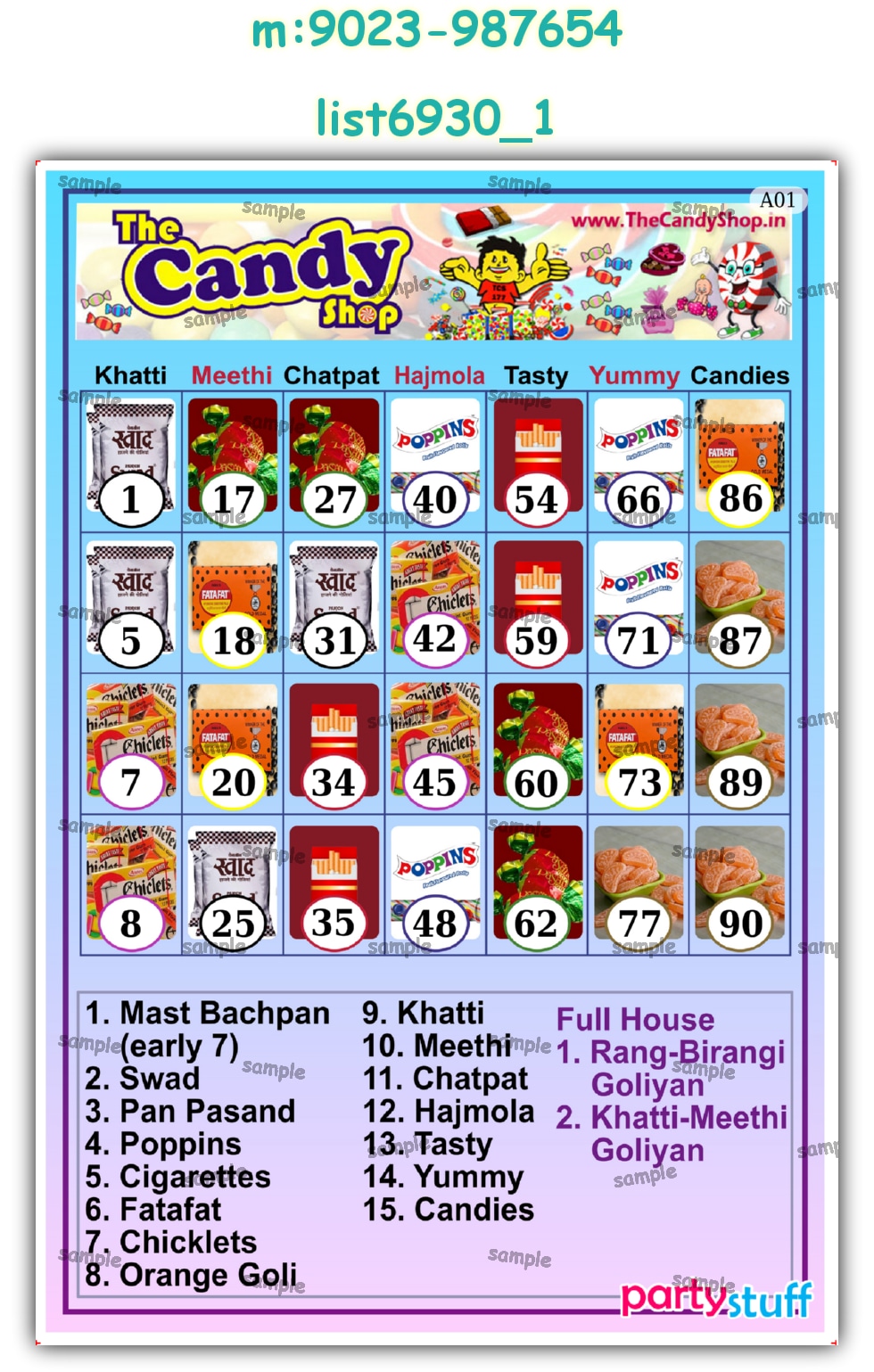 Tambola Housie | Printed list6930_1 Printed Tambola Housie