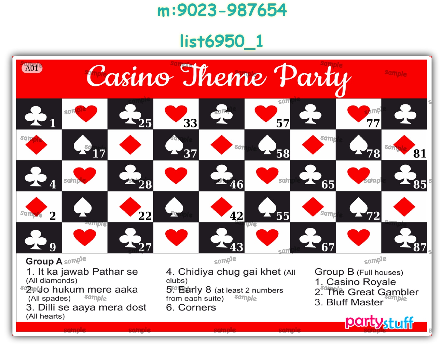 Tambola Housie | Printed list6950_1 Printed Tambola Housie