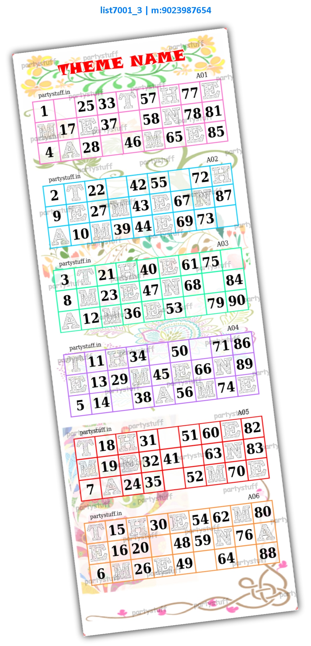 Aeroplane theme classic tambola sheet | Printed list7001_3 Printed Tambola Housie