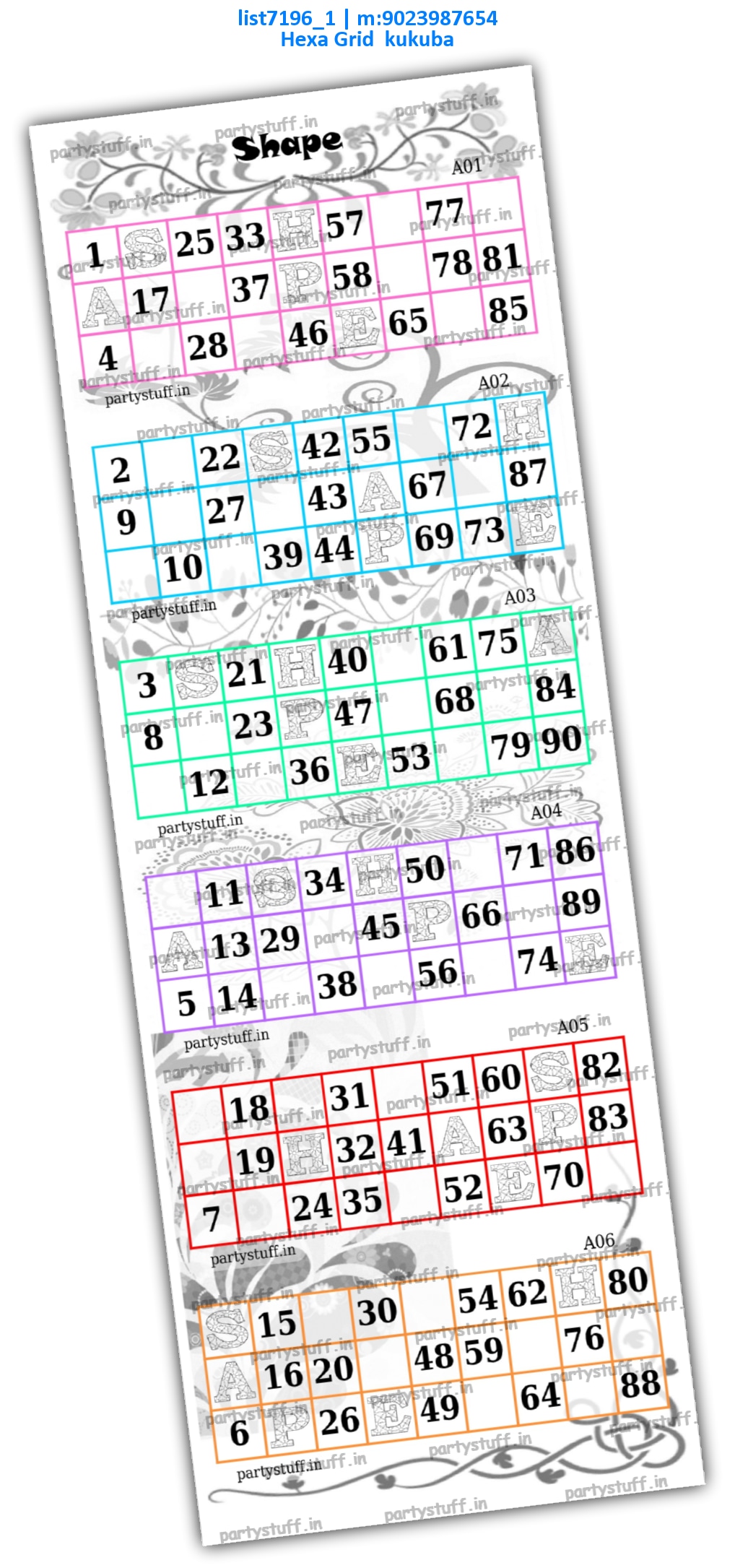 Shape theme classic tambola sheet list7196_1 PDF Tambola Housie