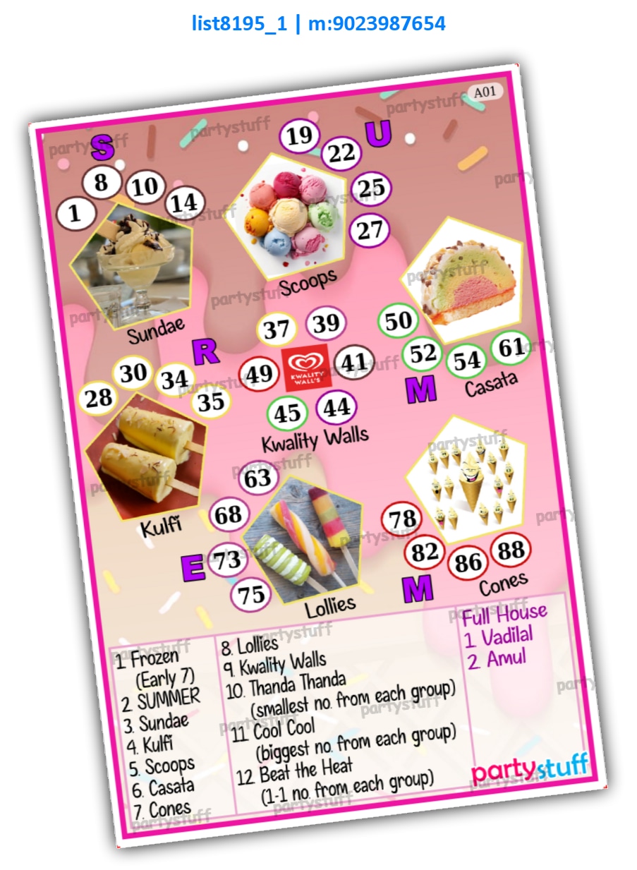 Tambola Housie | Printed list8195_1 Printed Tambola Housie