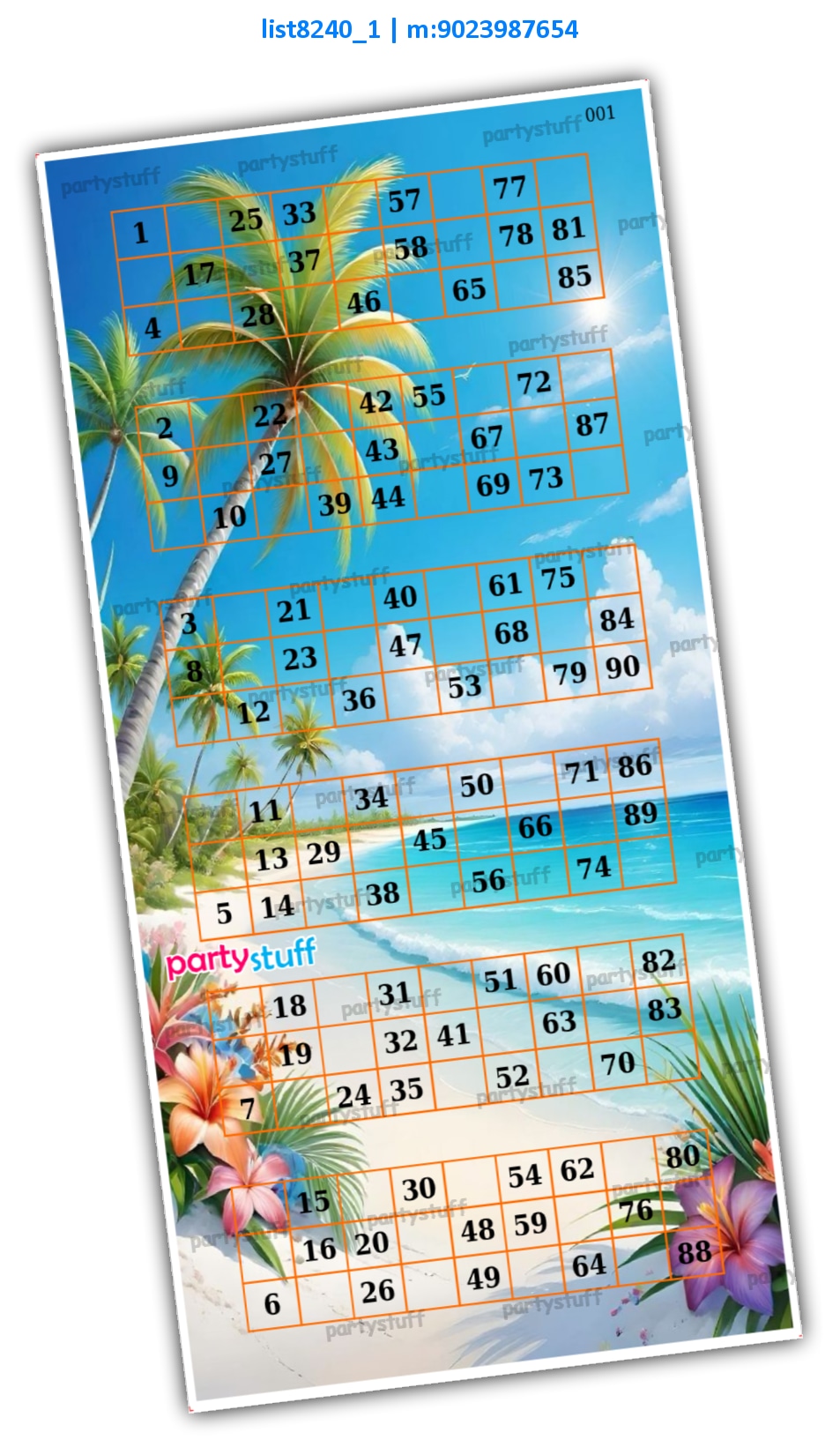 Tambola Housie | Printed list8240_1 Printed Tambola Housie