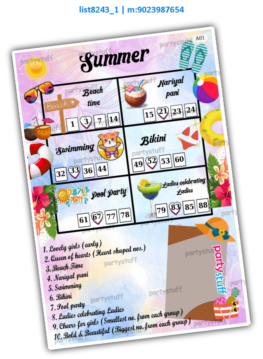 Tambola Housie | Printed list8243_1 Printed Tambola Housie