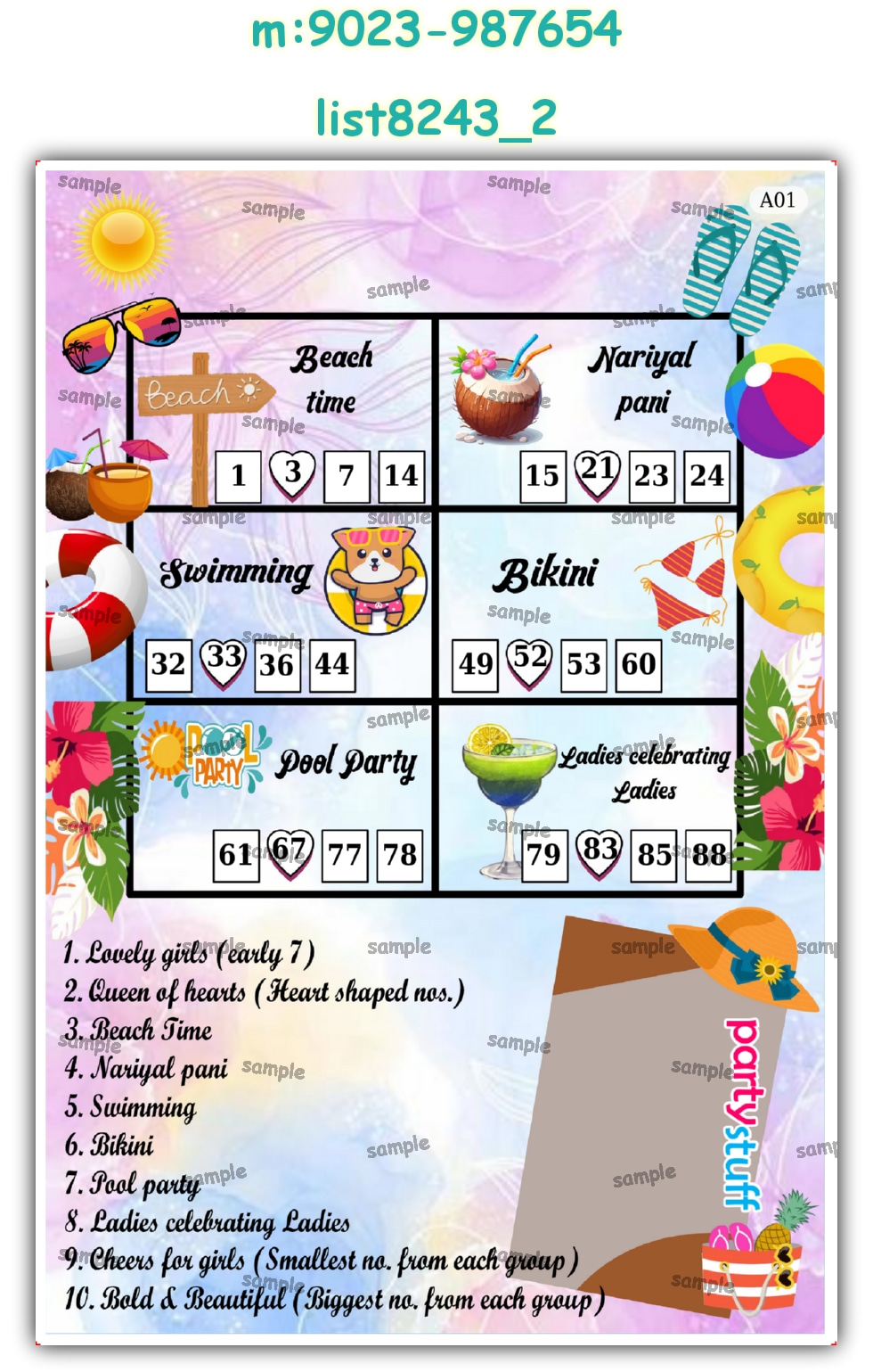 Tambola Housie | Printed list8243_2 Printed Tambola Housie