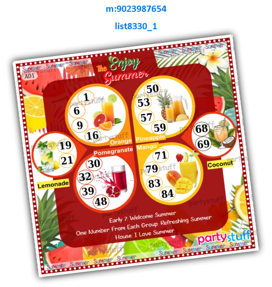 Tambola Housie | Printed list8330_1 Printed Tambola Housie