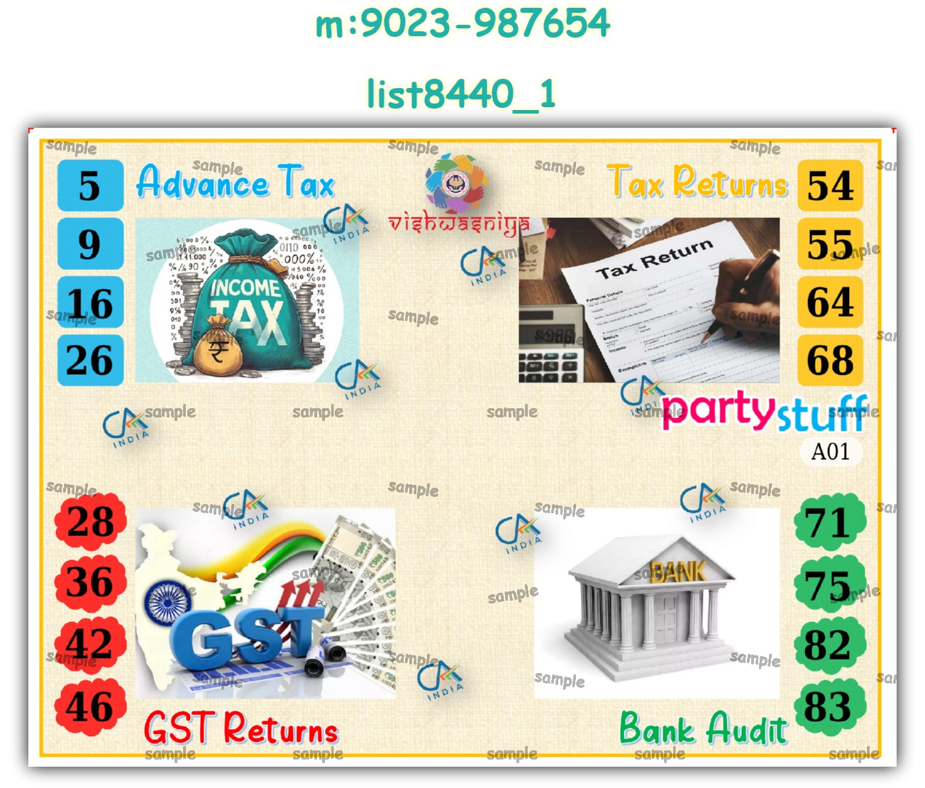 Tambola Housie | Printed list8440_1 Printed Tambola Housie