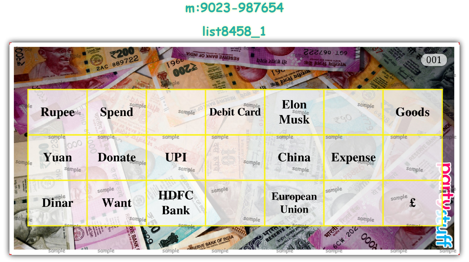 Tambola Housie | PDF list8458_1 PDF Tambola Housie