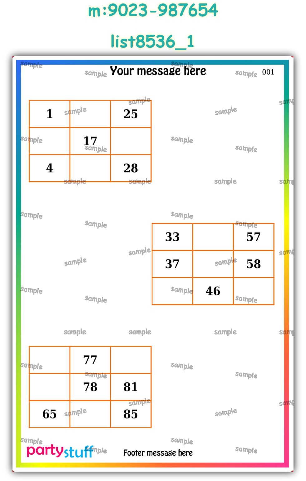 Tambola Housie | Printed list8536_1 Printed Tambola Housie