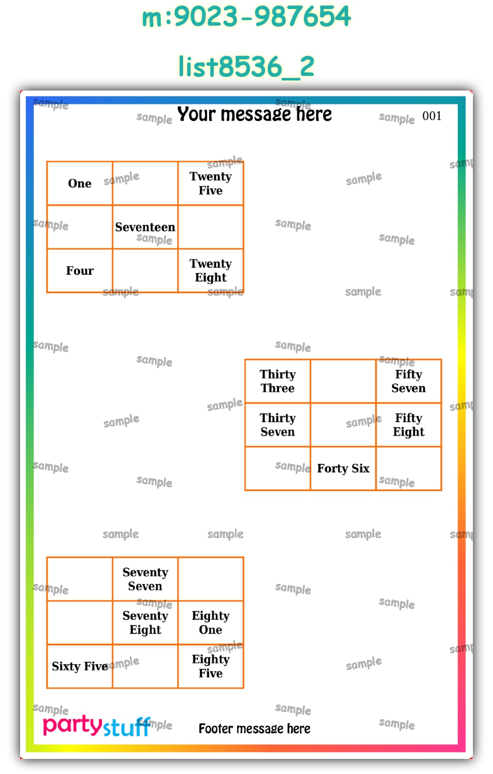 Tambola Housie | Printed list8536_2 Printed Tambola Housie