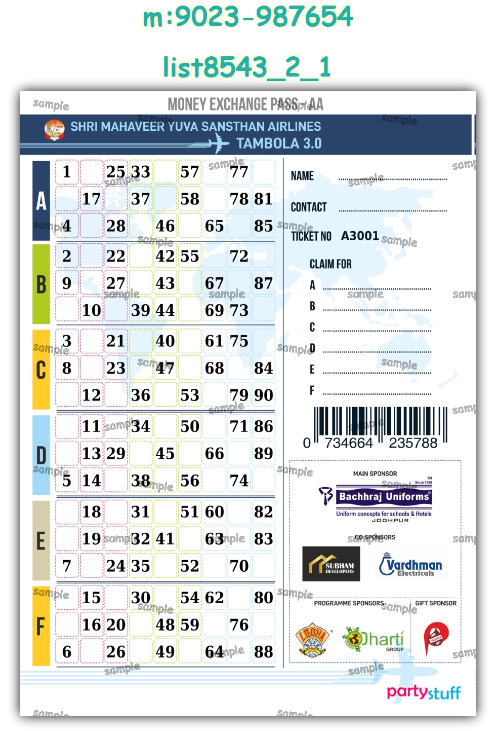 Tambola Housie | Printed list8543_2_1 Printed Tambola Housie