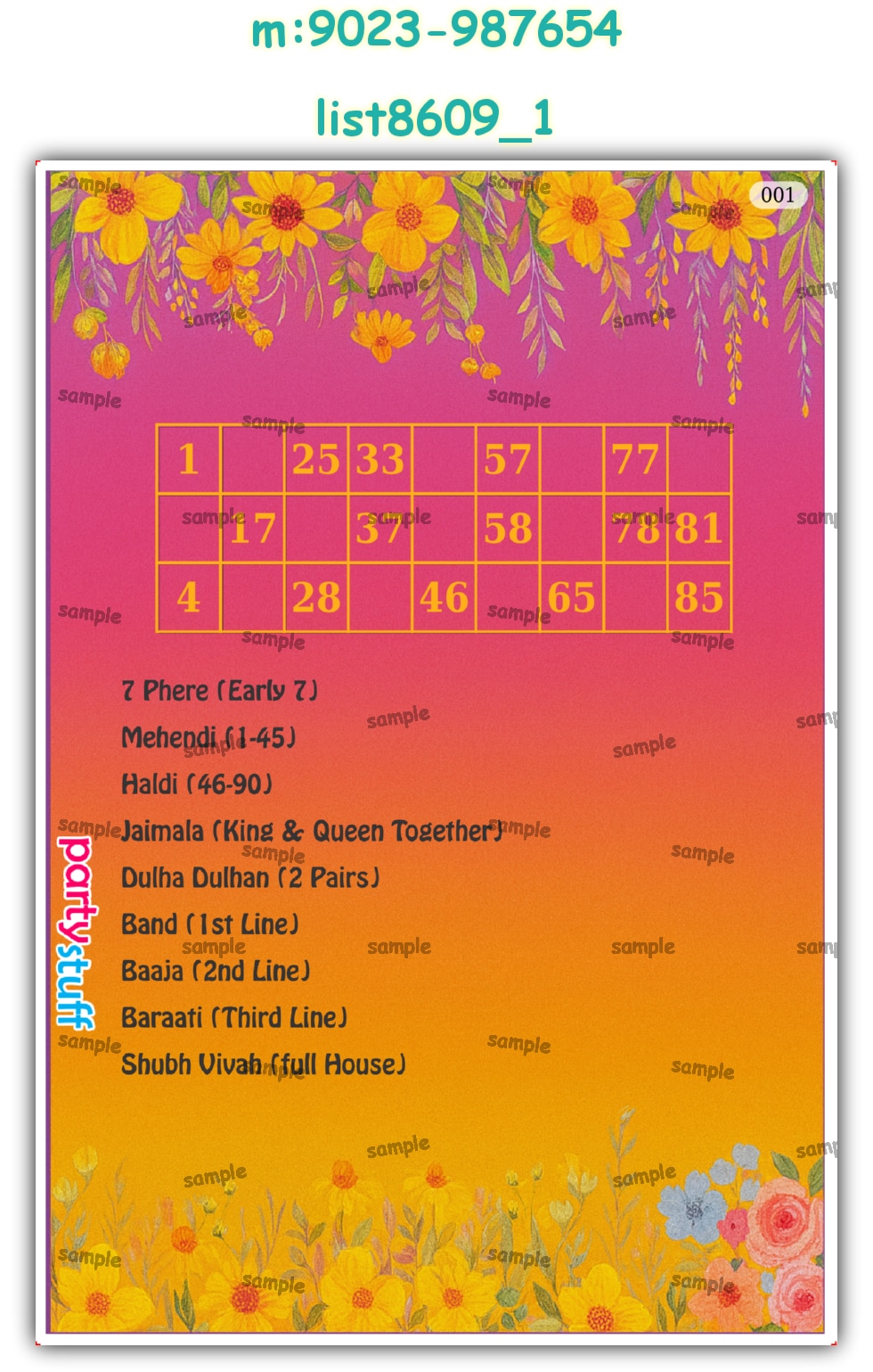 Tambola Housie | Printed list8609_1 Printed Tambola Housie