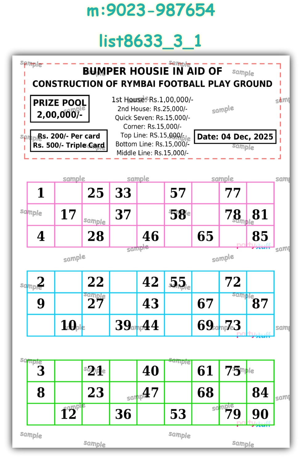 Tambola Housie | PDF list8633_3_1 PDF Tambola Housie