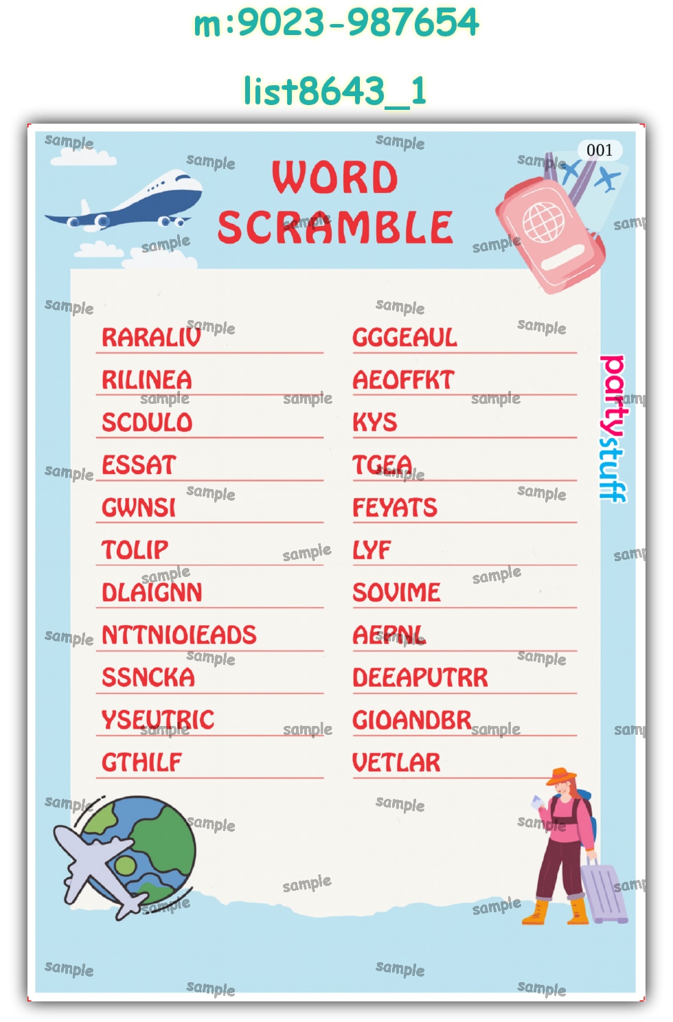 Paper Games | Printed list8643_1 Printed Paper Games