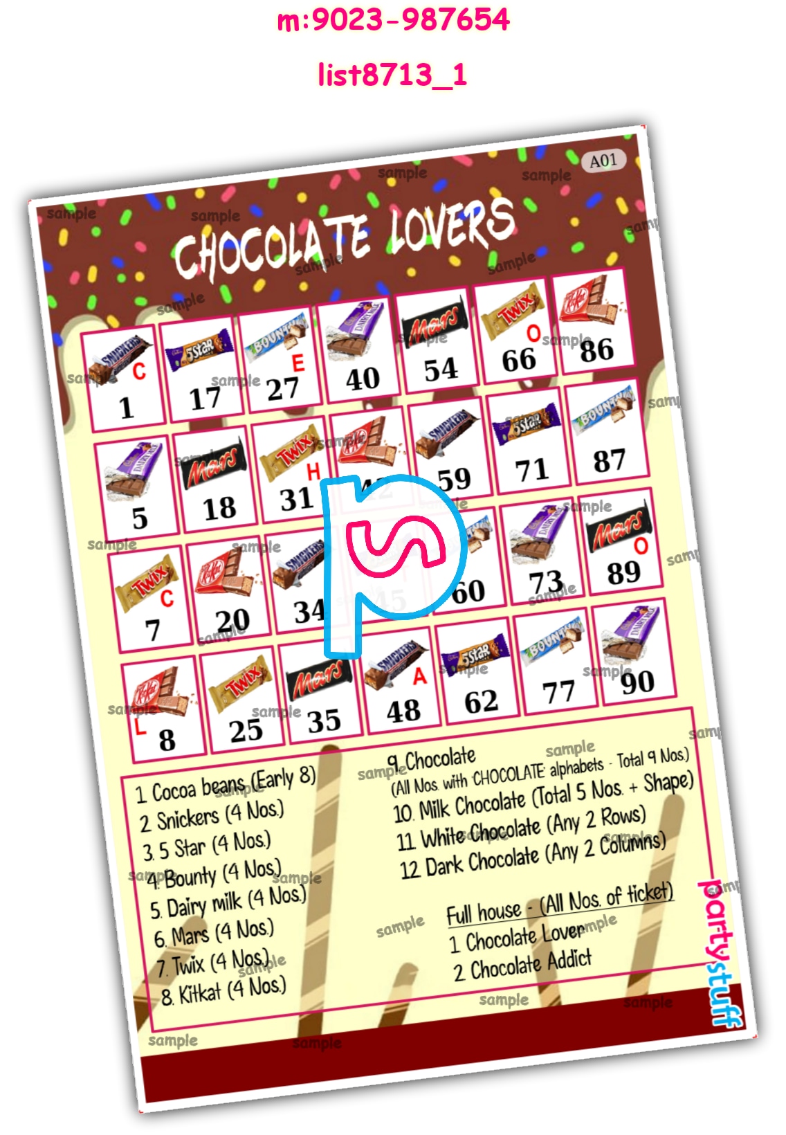 Tambola Housie | Printed list8713_1 Printed Tambola Housie