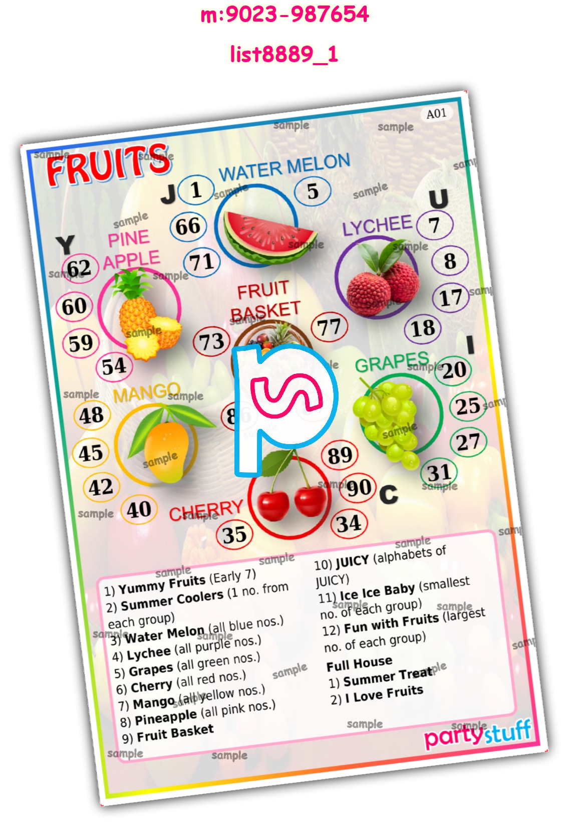 Tambola Housie | Printed list8889_1 Printed Tambola Housie