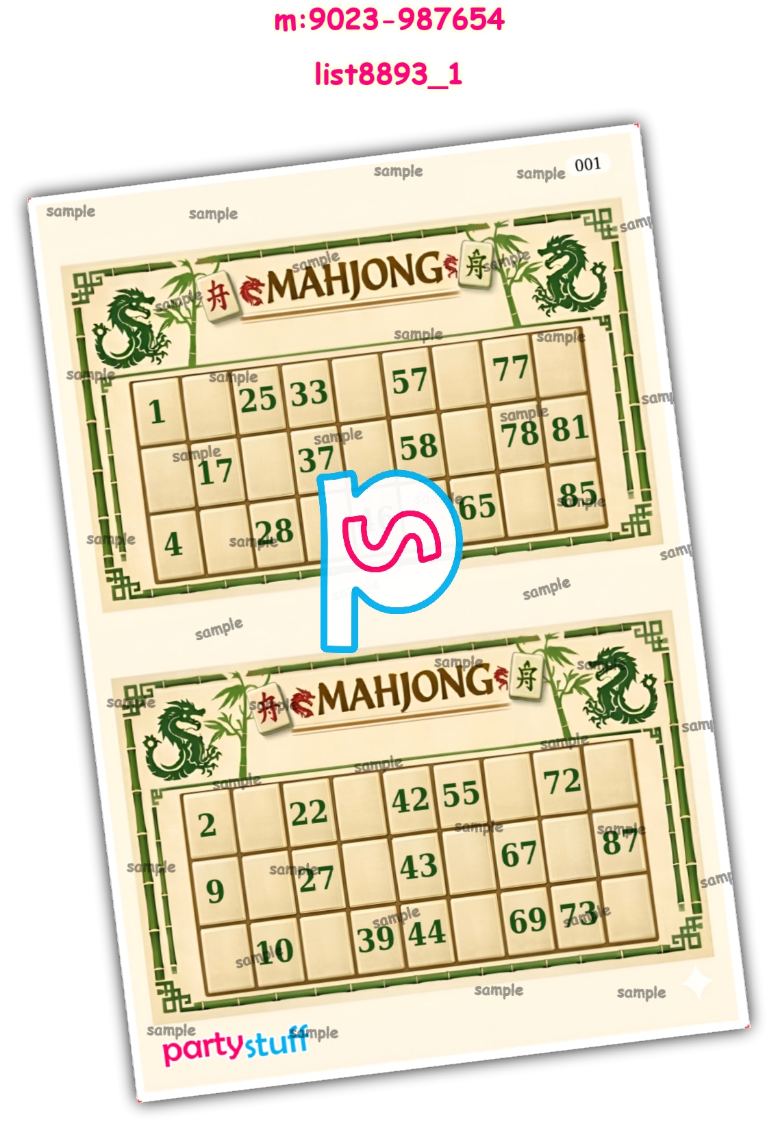 Tambola Housie | Printed list8893_1 Printed Tambola Housie