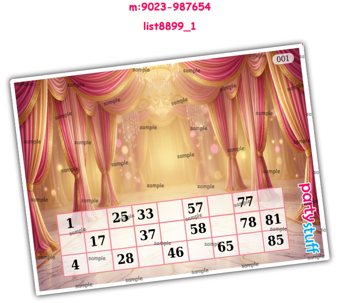 Tambola Housie | Printed list8899_1 Printed Tambola Housie