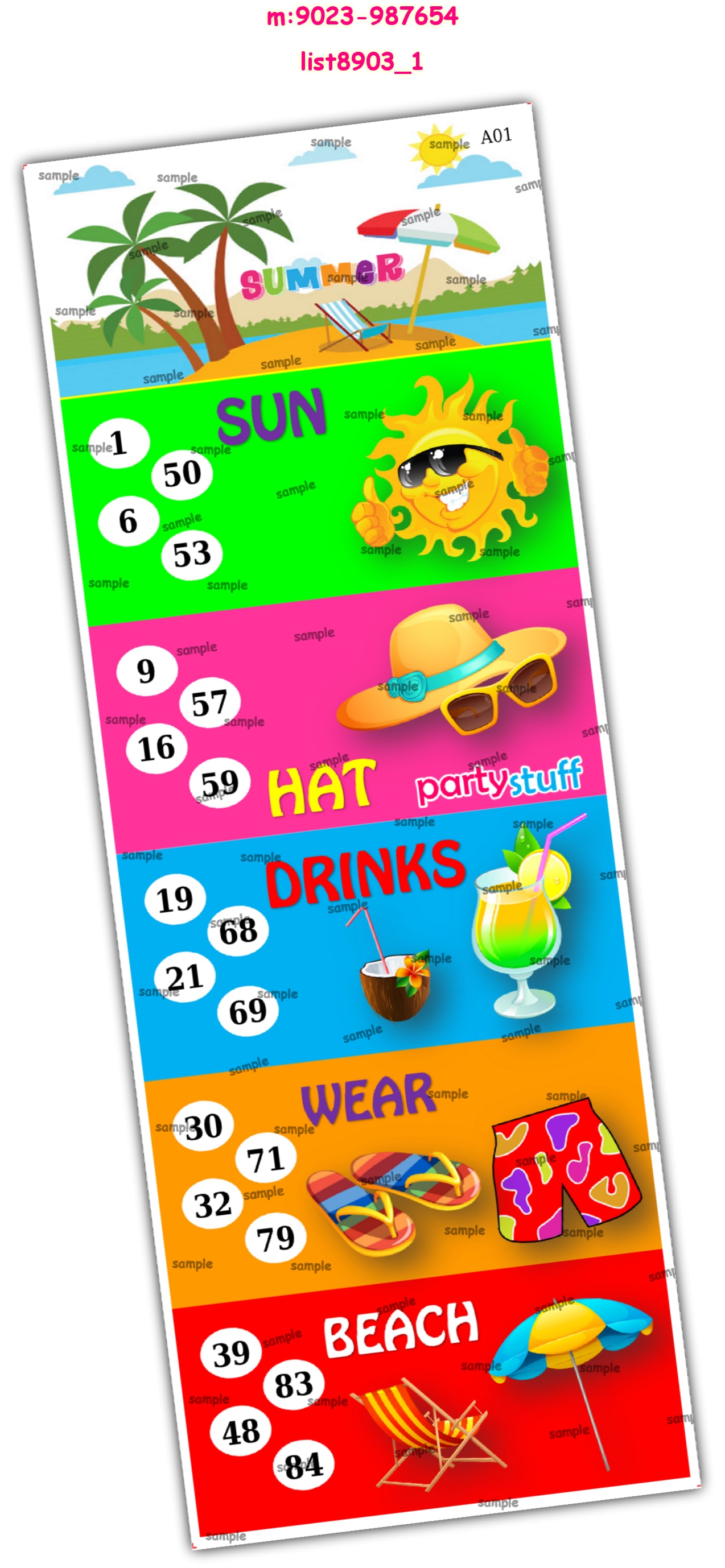 Tambola Housie | Printed list8903_1 Printed Tambola Housie