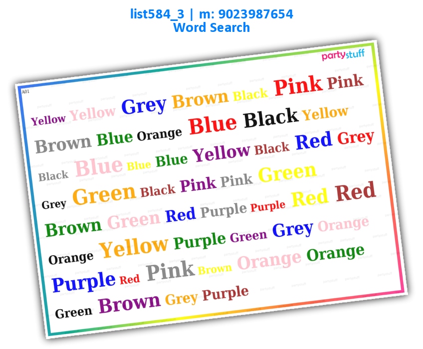 Say Color kukuba 1 | Printed list584_3 Printed Paper Games