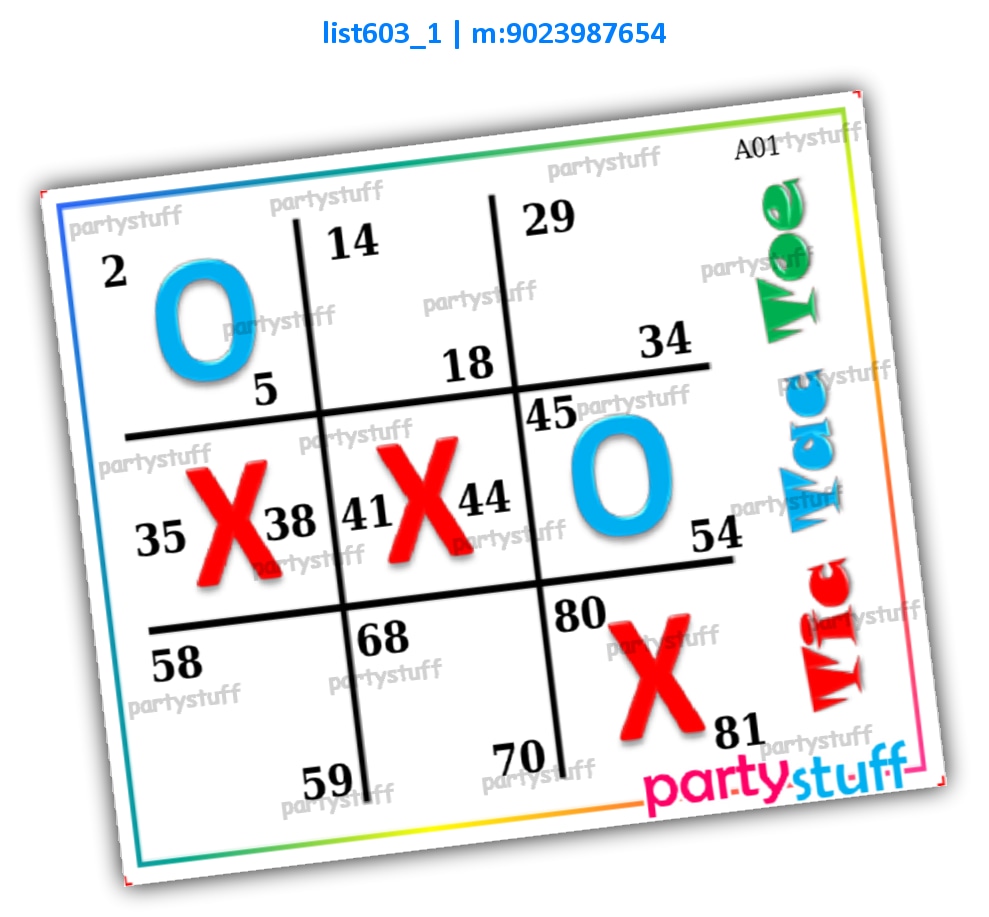 Tic Tac Toe kukuba 1 list603_1 Printed Tambola Housie