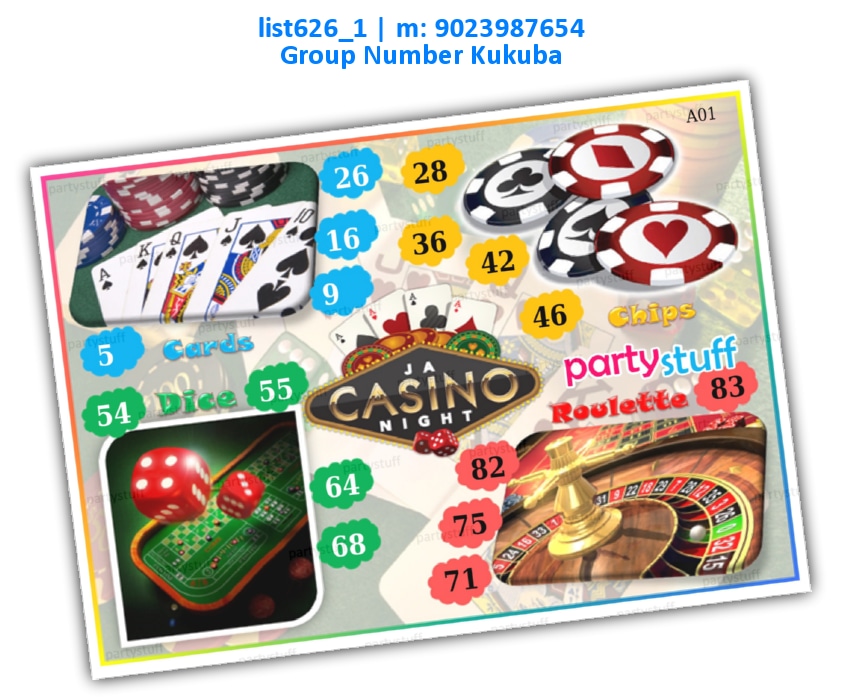Casino Night kukuba 5 list626_1 Printed Tambola Housie