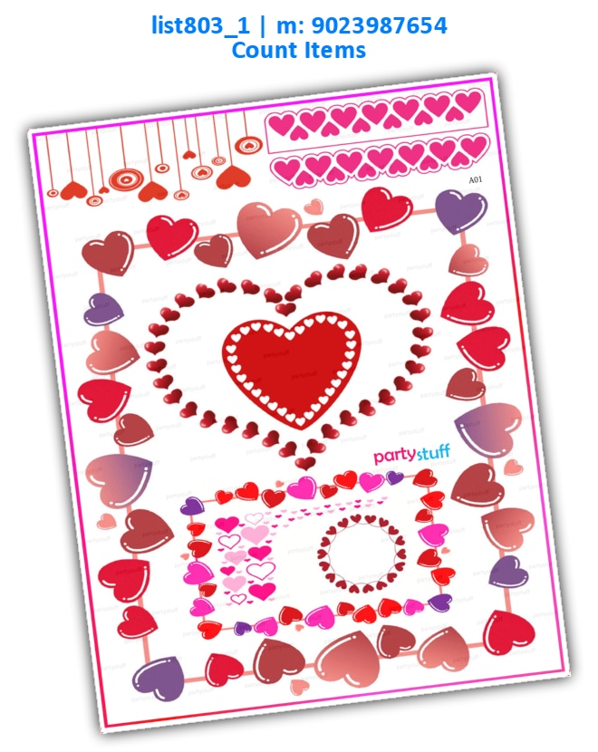 Valentine Item Count 1 | Printed list803_1 Printed Paper Games