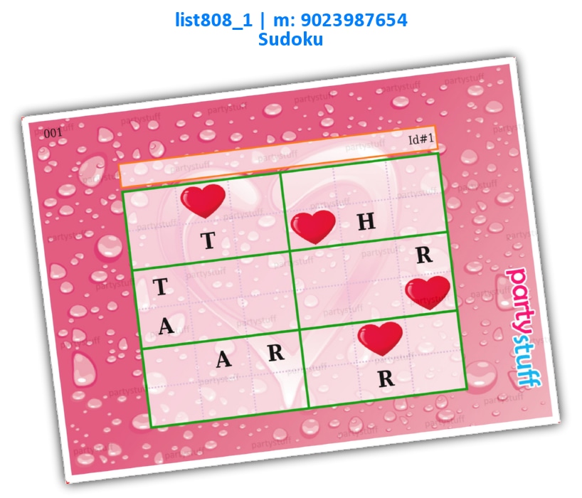 Valentine Sudoku kukuba 1 | Printed list808_1 Printed Paper Games
