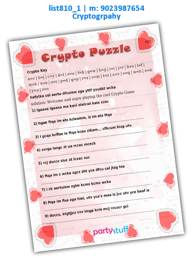 Valentine Crypto 2 list810_1 Printed Paper Games