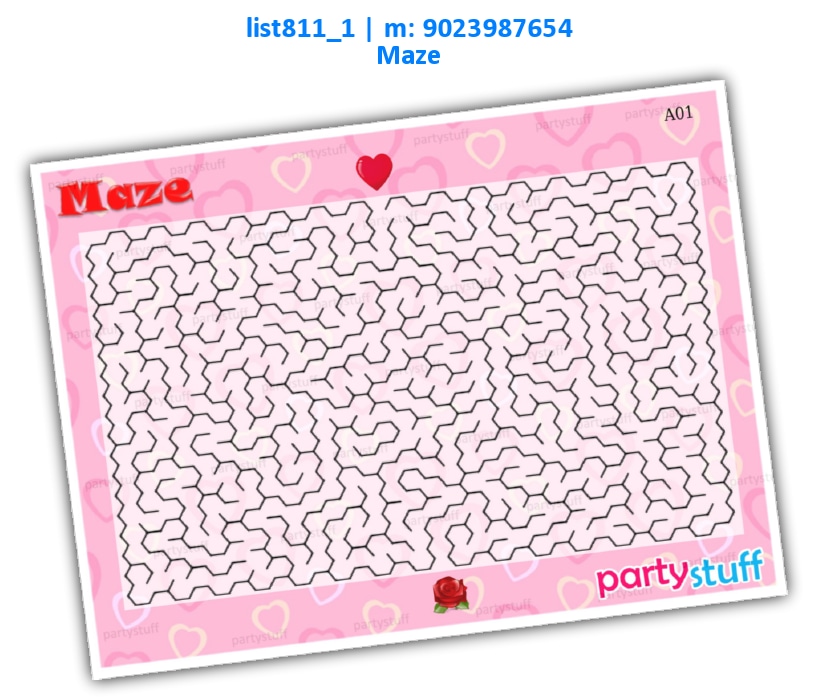 Valentine Maze | Printed list811_1 Printed Paper Games