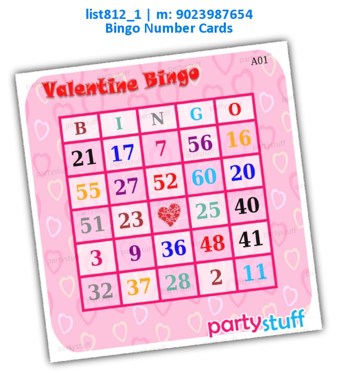 Valentine Bingo Cards Numbers list812_1 Printed Tambola Housie