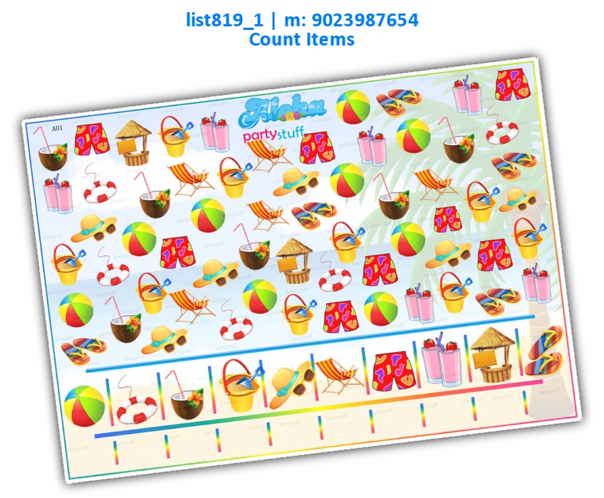 Beach Count Items | Printed list819_1 Printed Paper Games