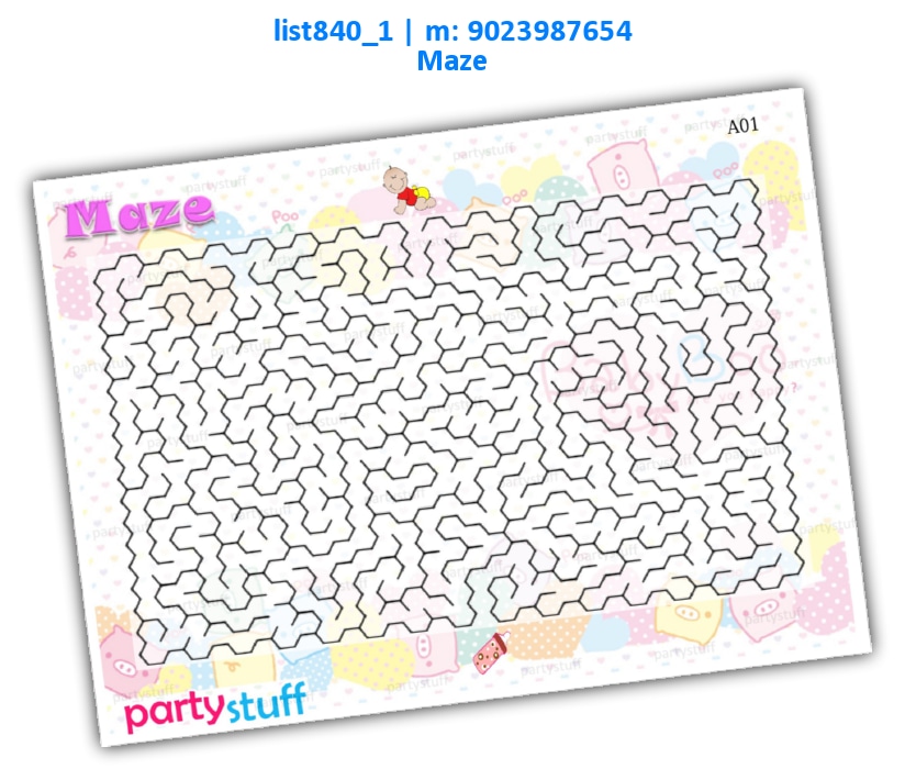Baby Shower Maze | Printed list840_1 Printed Paper Games