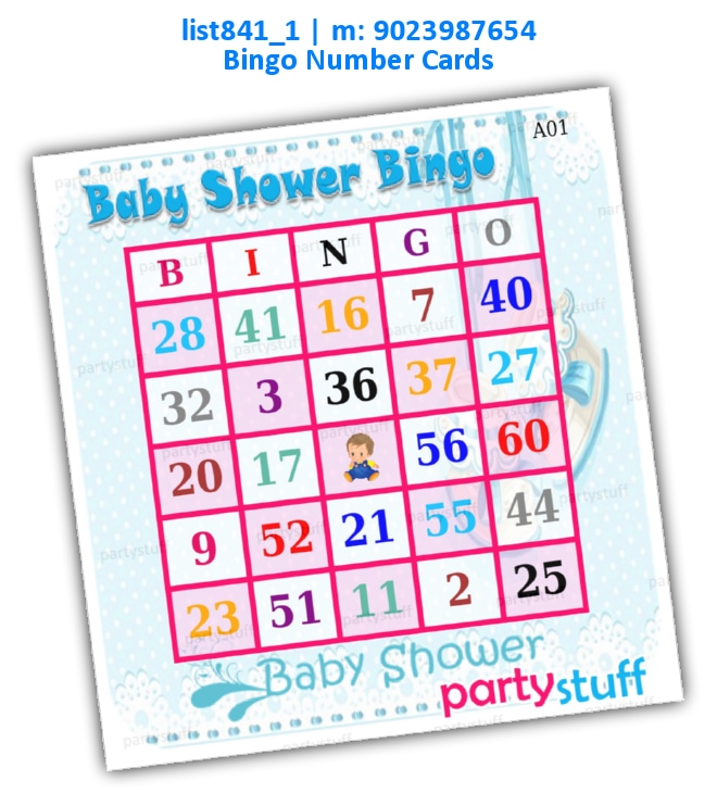 Baby Shower Number Bingo list841_1 Printed Tambola Housie
