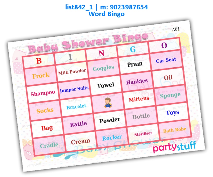 Baby Shower Name Bingo | Printed list842_1 Printed Tambola Housie