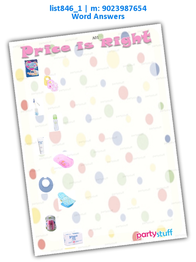 Baby Shower Price is Right Image | Printed list846_1 Printed Paper Games