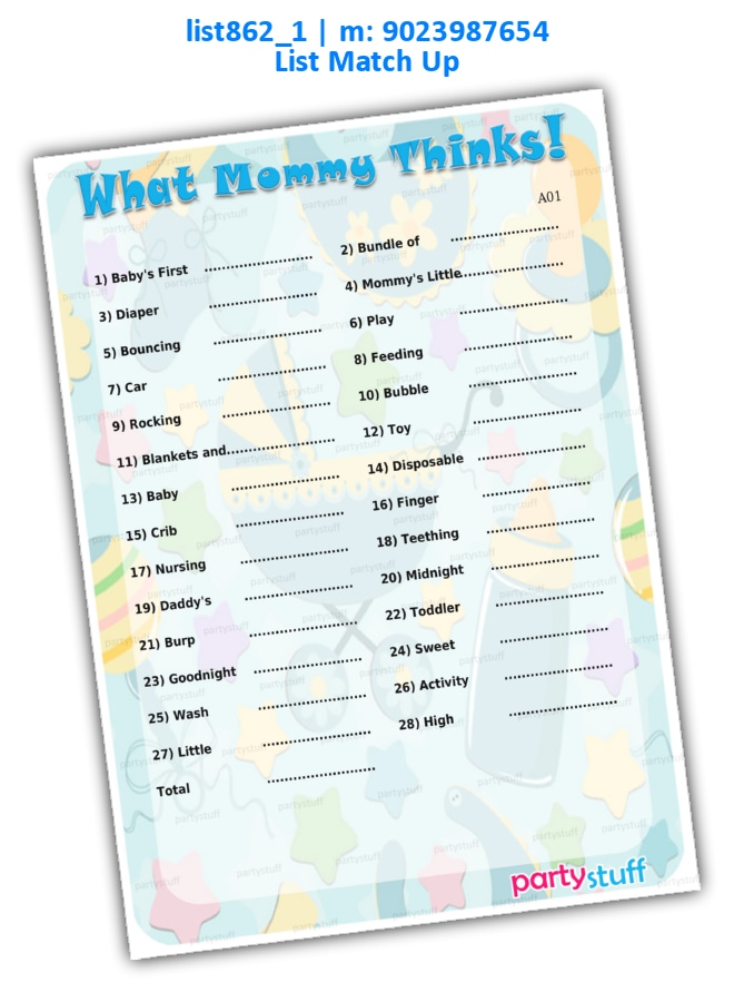 What Mommy Thinks | Printed list862_1 Printed Paper Games