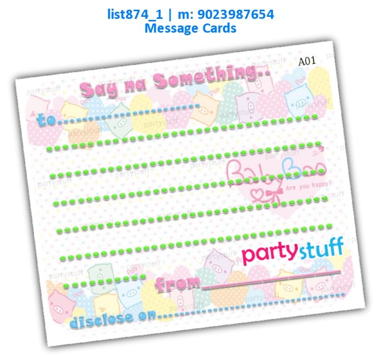 Say na Something Message Baby Shower list874_1 Printed Cards