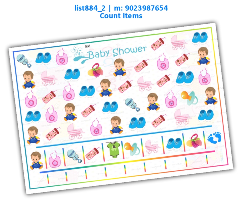 Baby Shower Number Count Items 2 list884_2 PDF Paper Games