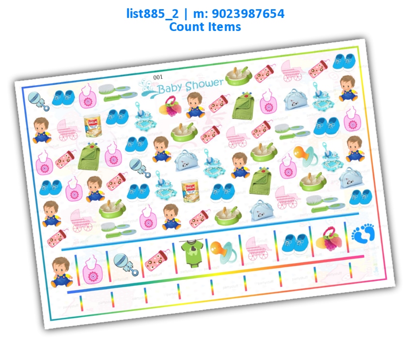 Baby Shower Number, Multiple Count Items 3 | PDF list885_2 PDF Paper Games
