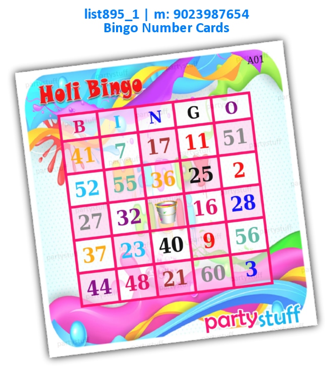 Holi Bingo Numbers list895_1 Printed Tambola Housie