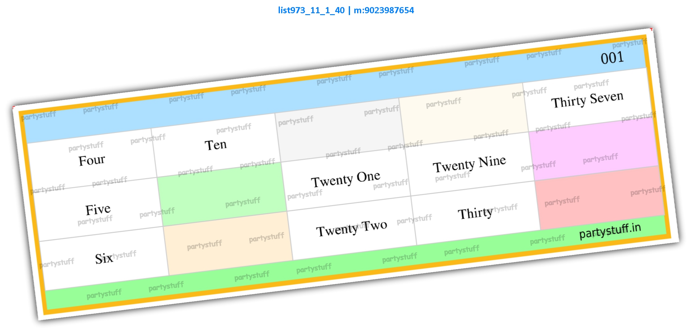 Word Grid Designer kukuba | Printed list973_11_1_40 Printed Tambola Housie