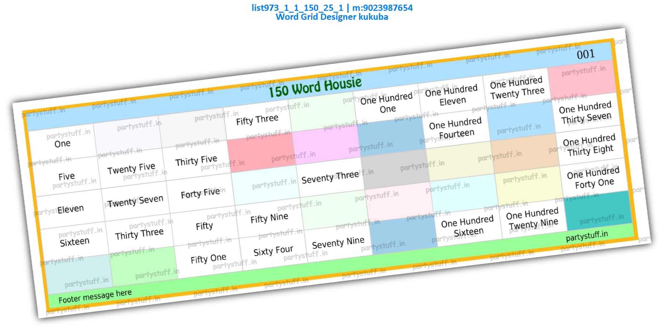 Word Grid Designer kukuba | PDF list973_1_1_150_25_1 PDF Tambola Housie
