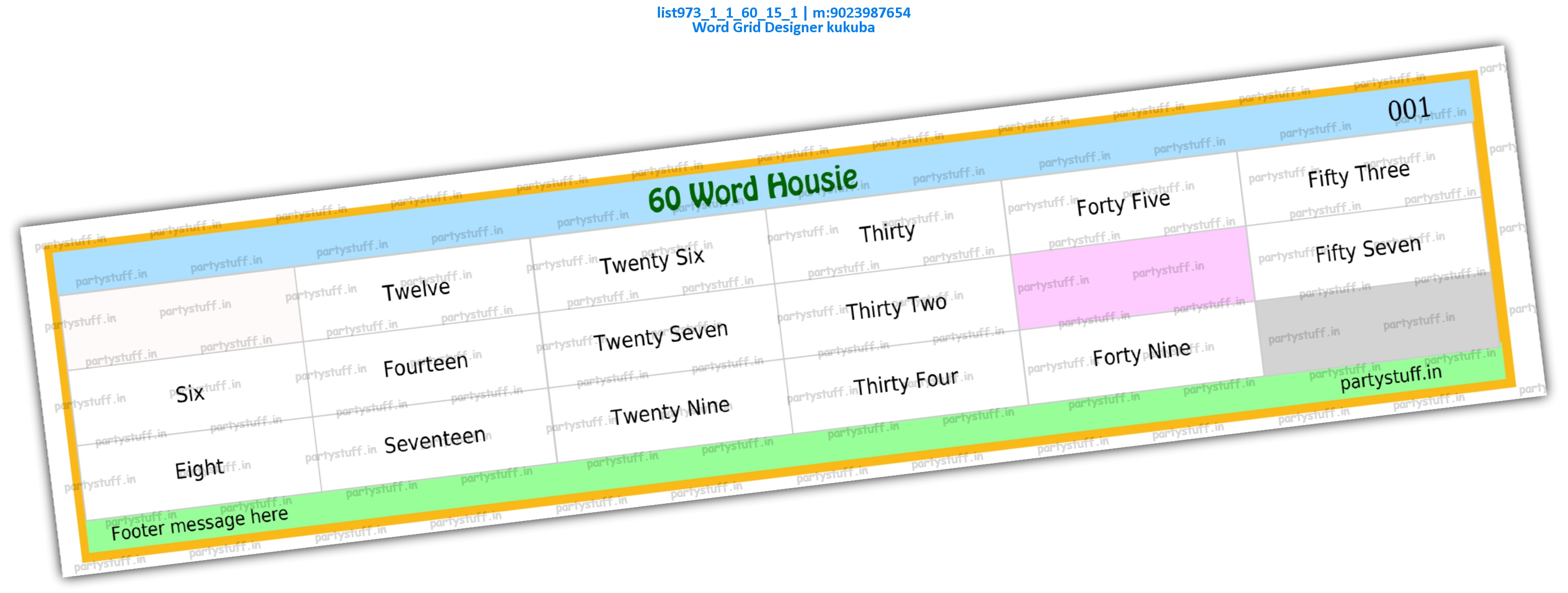 Word Grid Designer kukuba | PDF list973_1_1_60_15_1 PDF Tambola Housie